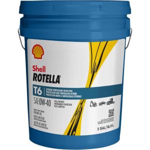imageShell Rotella 550054526 T6 Full Synthetic Heavy Duty 0W40 Engine Diesel Oil  5 Gallon Pail5 Gallon Pail